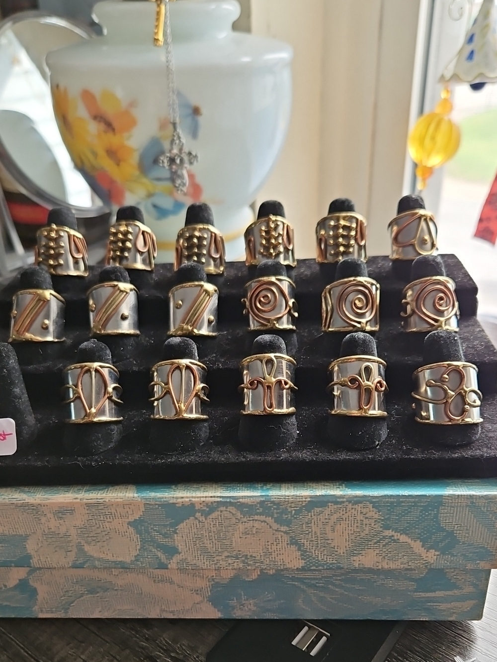Two-Tone Brass Silver Brutalist Style Rings